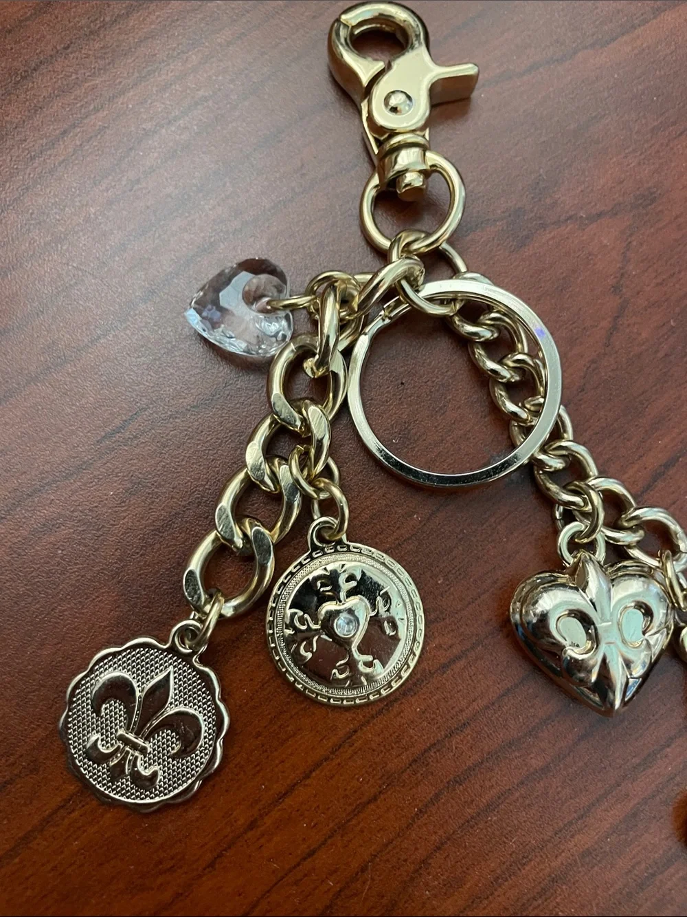 Kathy Van Zeeland Gold-Tone Fleur-de-Lis Crystal Charm Keychain - Picture 3 of 11